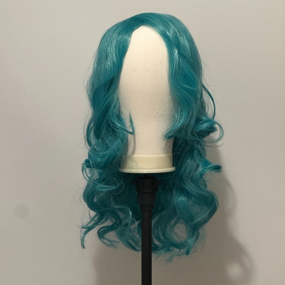 25” Ice Blue Synthetic Wig • Loose Curls • Full Volume